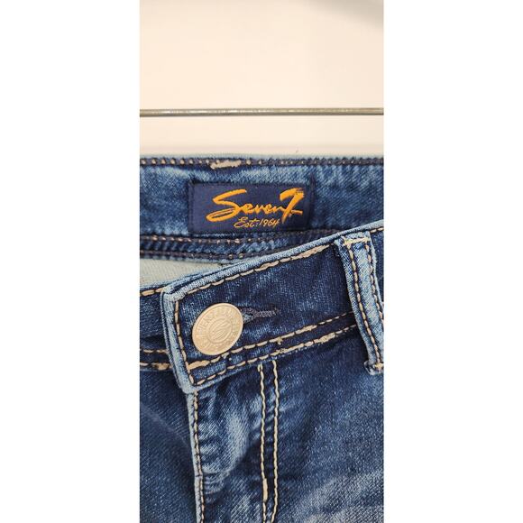 New NWT Seven Jeans Knit Denim Shorts Size 6 Longer Length Mom Short Soft - Picture 6 of 7